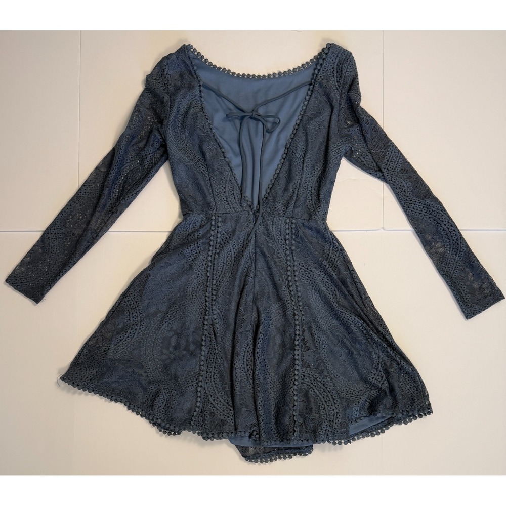 Angel Biba Blue Lace Long Sleeve Fit & Flare Mini Dress AU 8 US S Elegant Party. - Picture 16 of 16